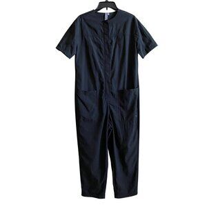 sweaty betty agile boiler suit utility jumpsuit sz small black short sleeve